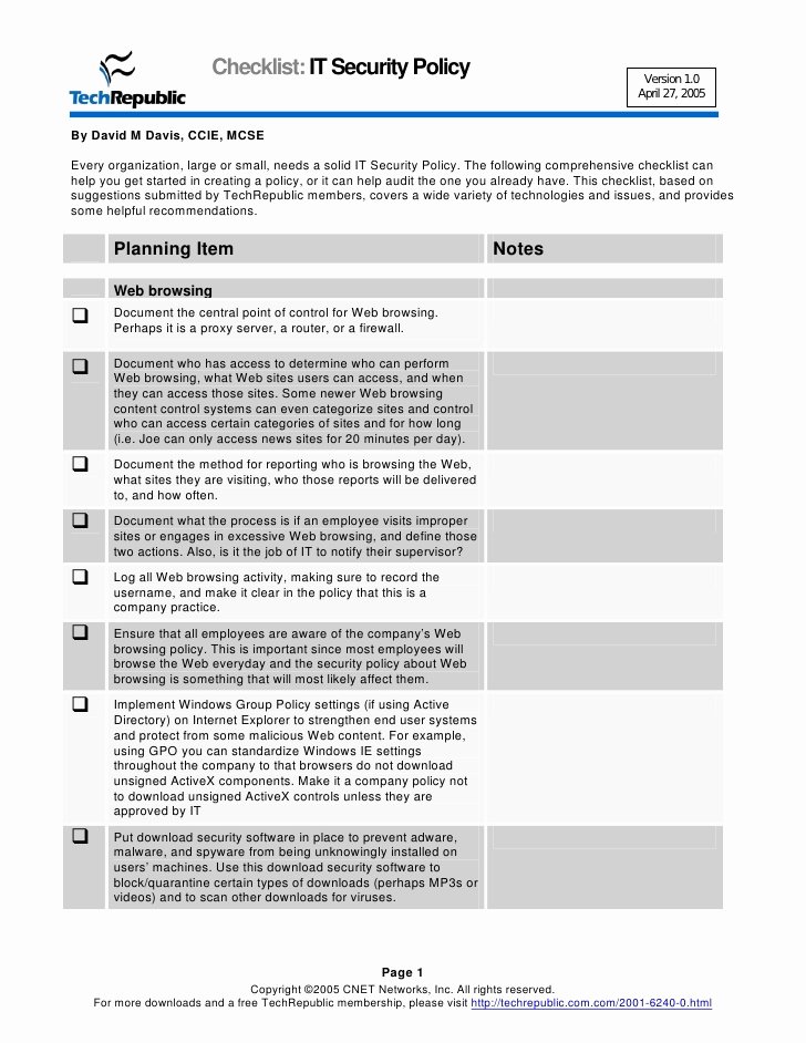 Physical Security Audit Checklist Fresh Security Policy Checklist