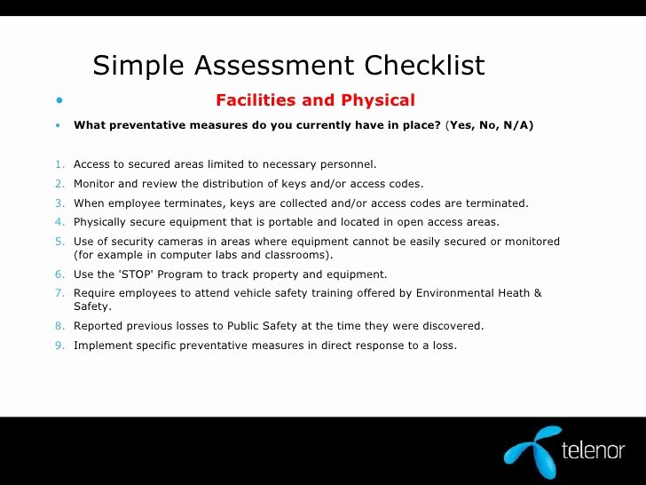 Physical Security Checklist Template Awesome Physical Security assessment