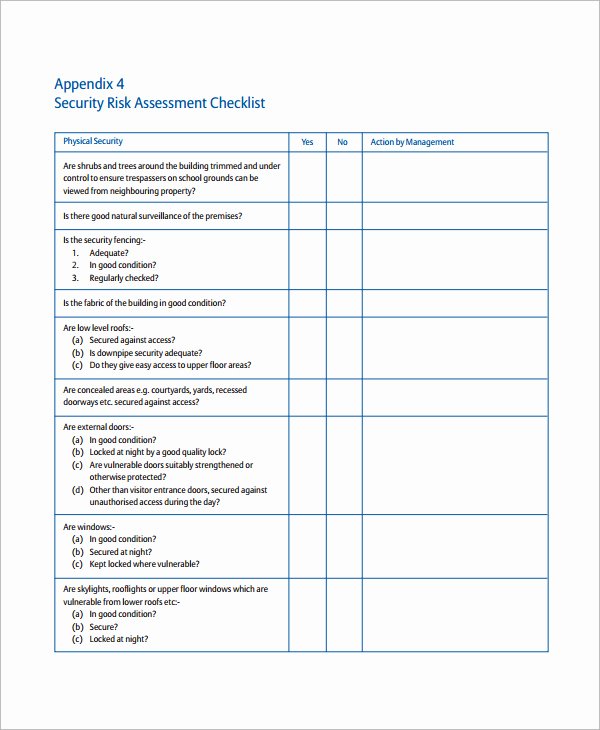 Physical Security Checklist Template Unique 28 Of Threat assessment Checklist Template