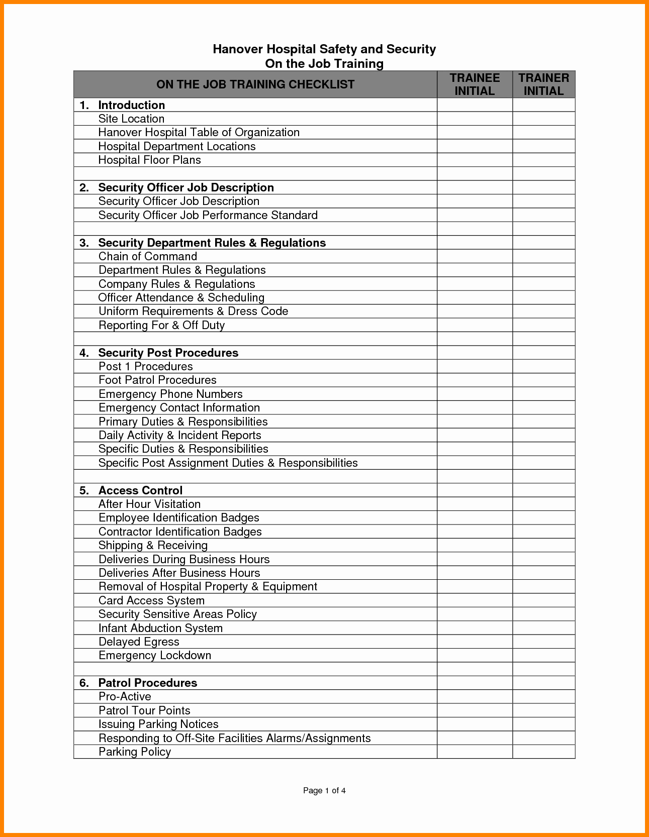 Physical Security Inspection Checklist Awesome 25 Of Security Guard Checklist Template