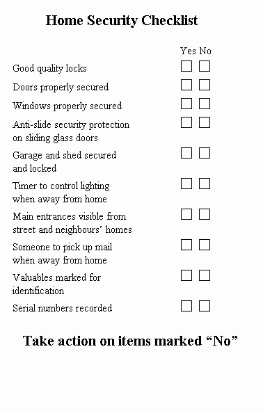 Physical Security Inspection Checklist Elegant Home Safety