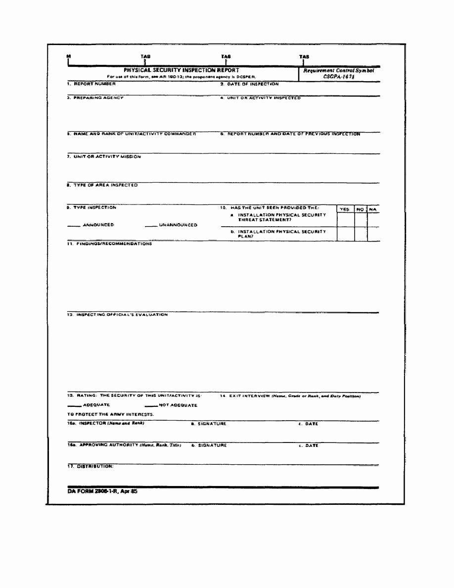 Physical Security Inspection Checklist Unique Figure 2 2 Physical Security Inspection Report Da form