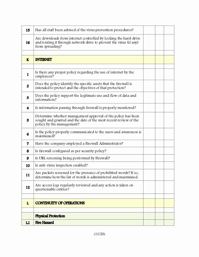 Physical Security Survey Checklist Inspirational Security Audit Physical Security Audit Checklist Template