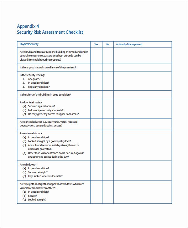 Physical Security Survey Checklist Unique 28 Of Threat assessment Checklist Template