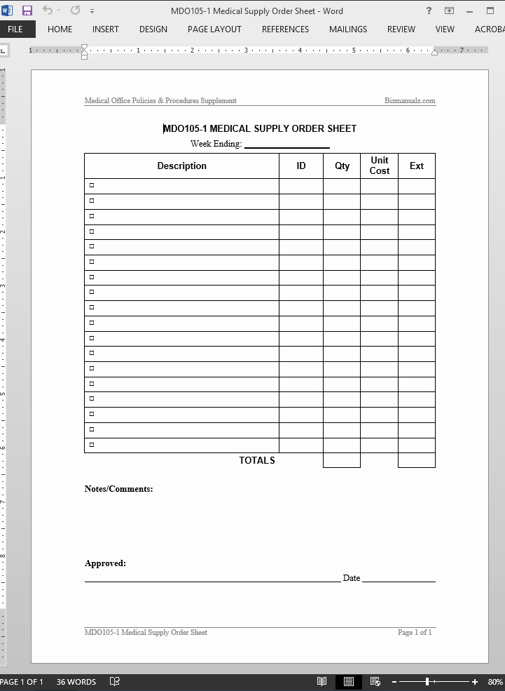 Physician order forms Templates Best Of Medical Supply order Worksheet Template