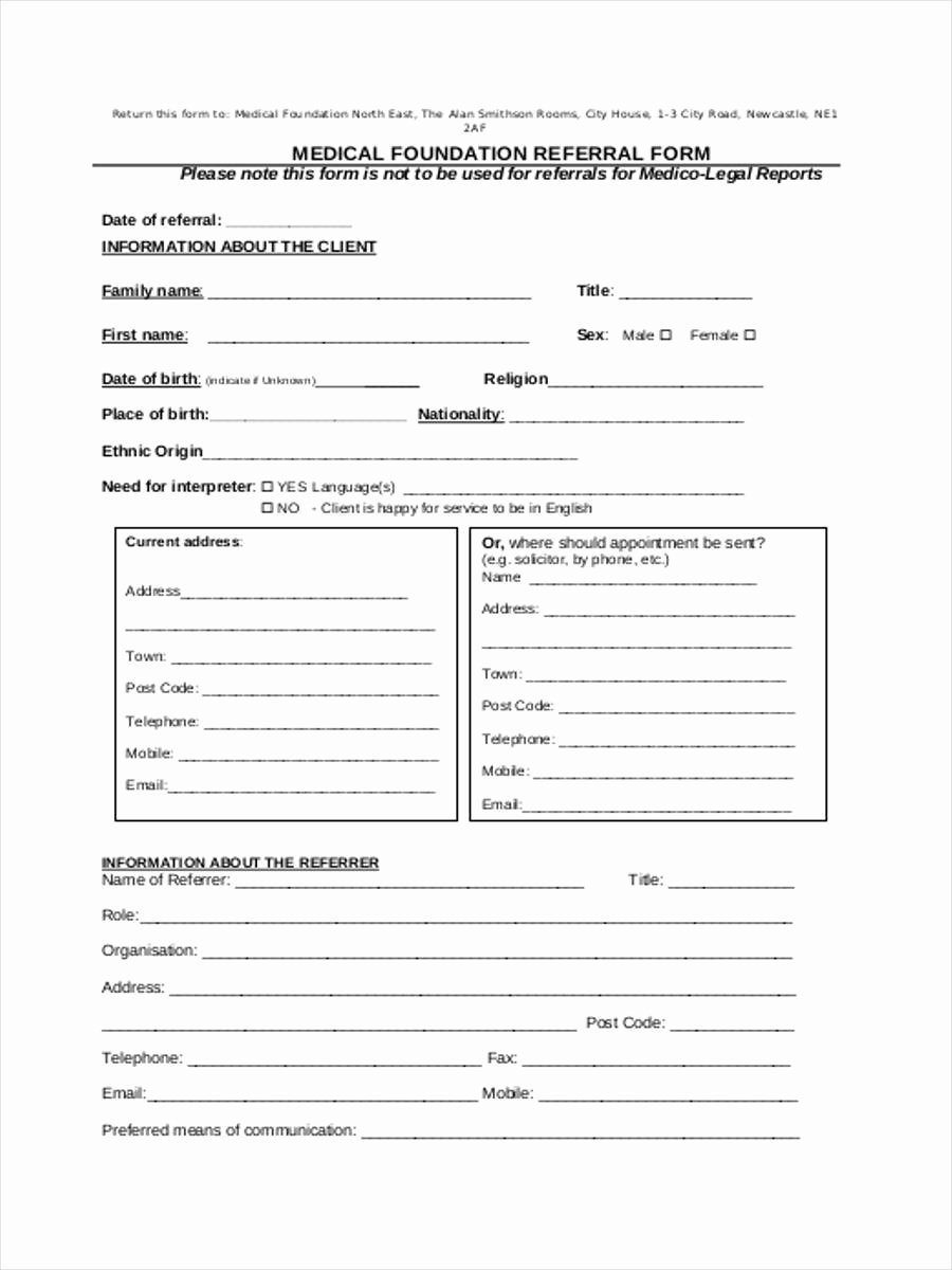 Physician Referral form Template Awesome Medical Referral form 8 Free Documents In Word Pdf