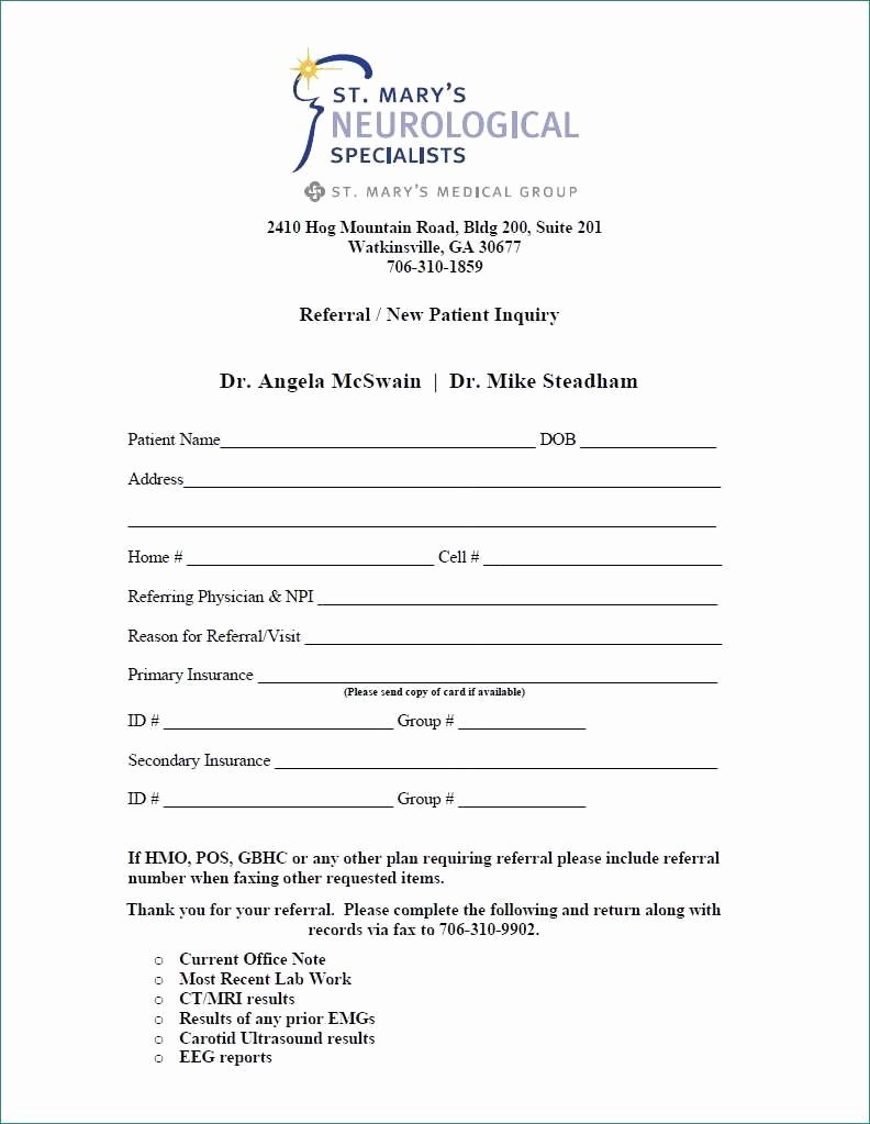 Physician Referral form Template Beautiful Medical Referral form Template