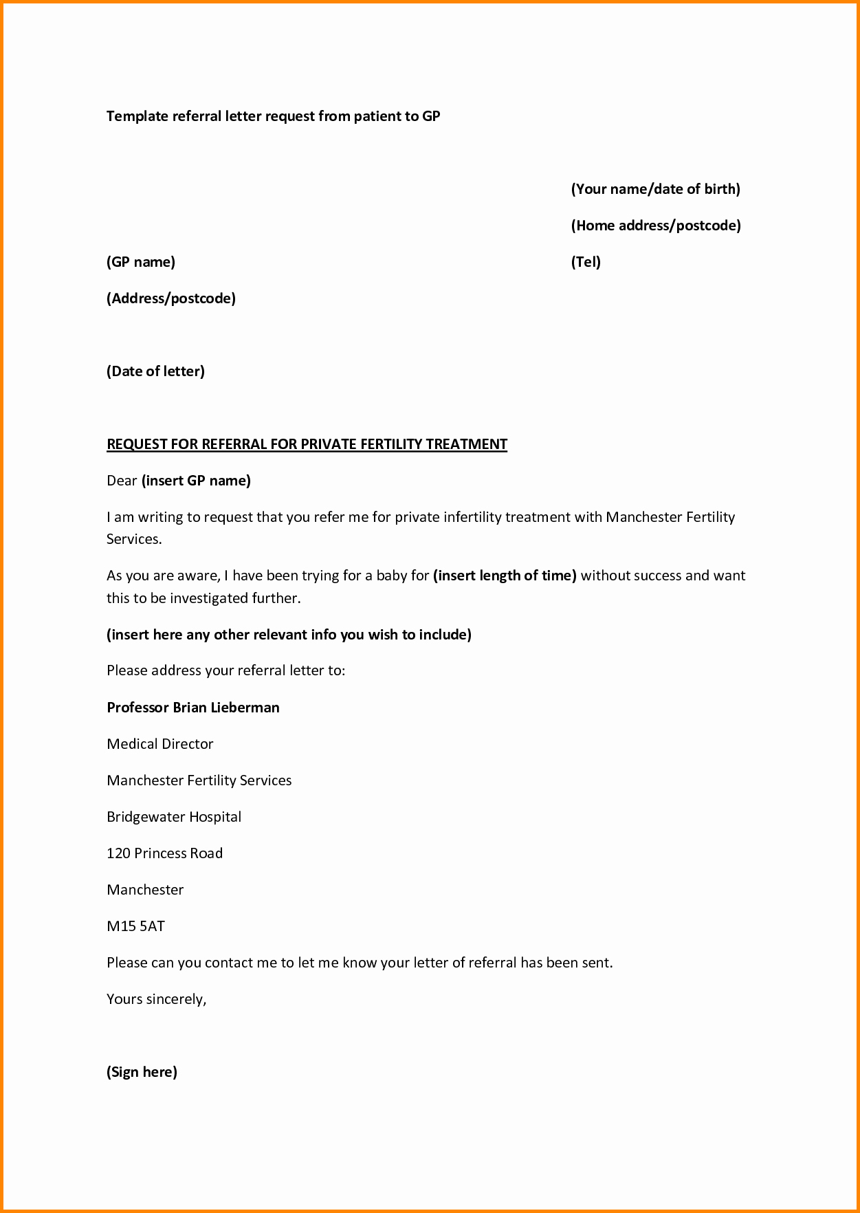 Physician Referral form Template Lovely Medical Referral Letter Template Microsoft Word