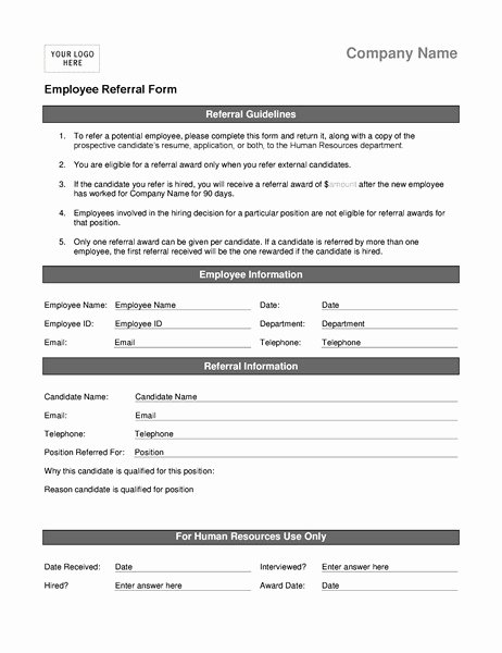 Physician Referral form Template Luxury Employee Referral Program form Template Templates