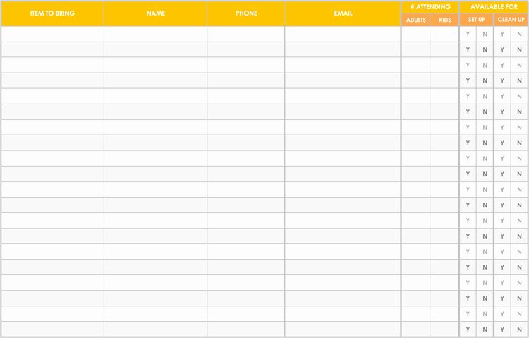 Picnic Sign Up Sheet Template Elegant 26 Free Sign Up Sheet Templates Excel &amp; Word