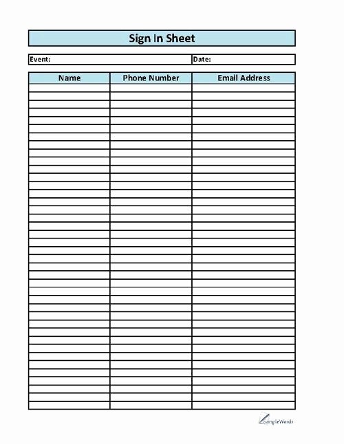 Picnic Sign Up Sheet Template Fresh Best 25 Sign In Sheet Ideas On Pinterest