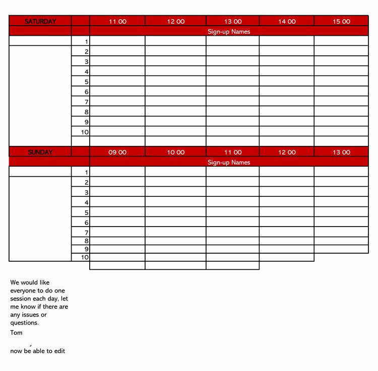 Picnic Sign Up Sheet Template Inspirational 26 Free Sign Up Sheet Templates Excel &amp; Word