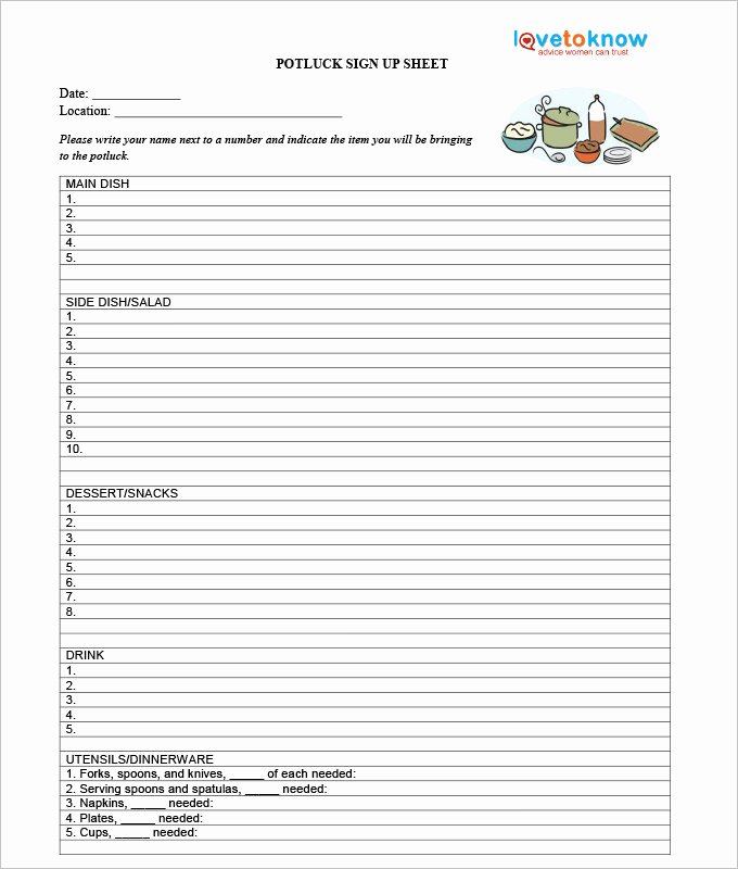 Picnic Sign Up Sheet Template Inspirational Halloween Potluck Sign In Sheet – Festival Collections