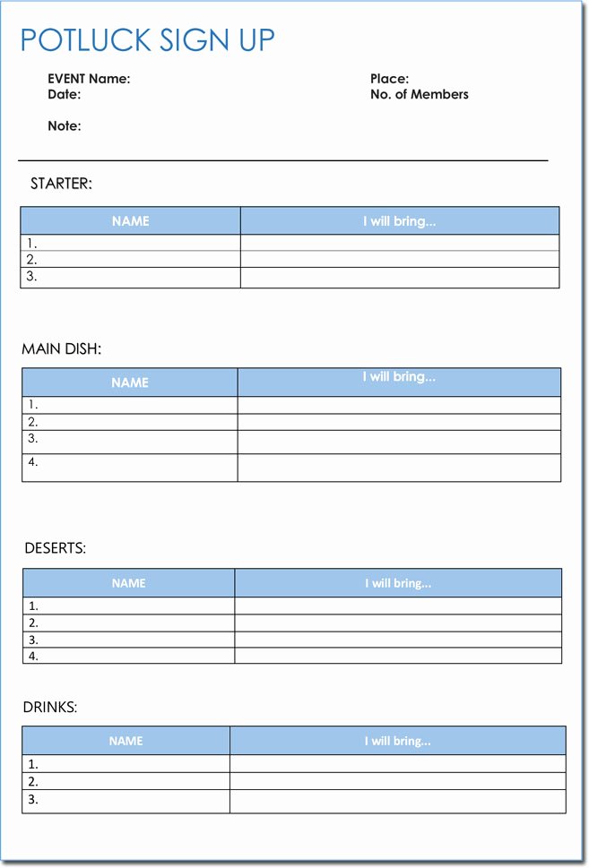 Picnic Sign Up Sheet Template Inspirational Signup Sheet Templates 40 Sheets