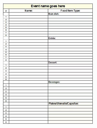 Picnic Sign Up Sheet Template Luxury Potluck Sign Up Sheet Collection Kiddo Shelter
