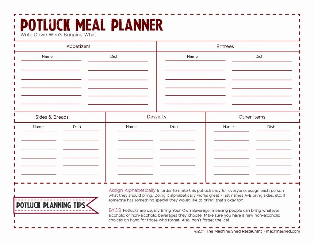 Picnic Sign Up Sheet Template Unique Shed Potluck Planner 2b1 socials Pinterest