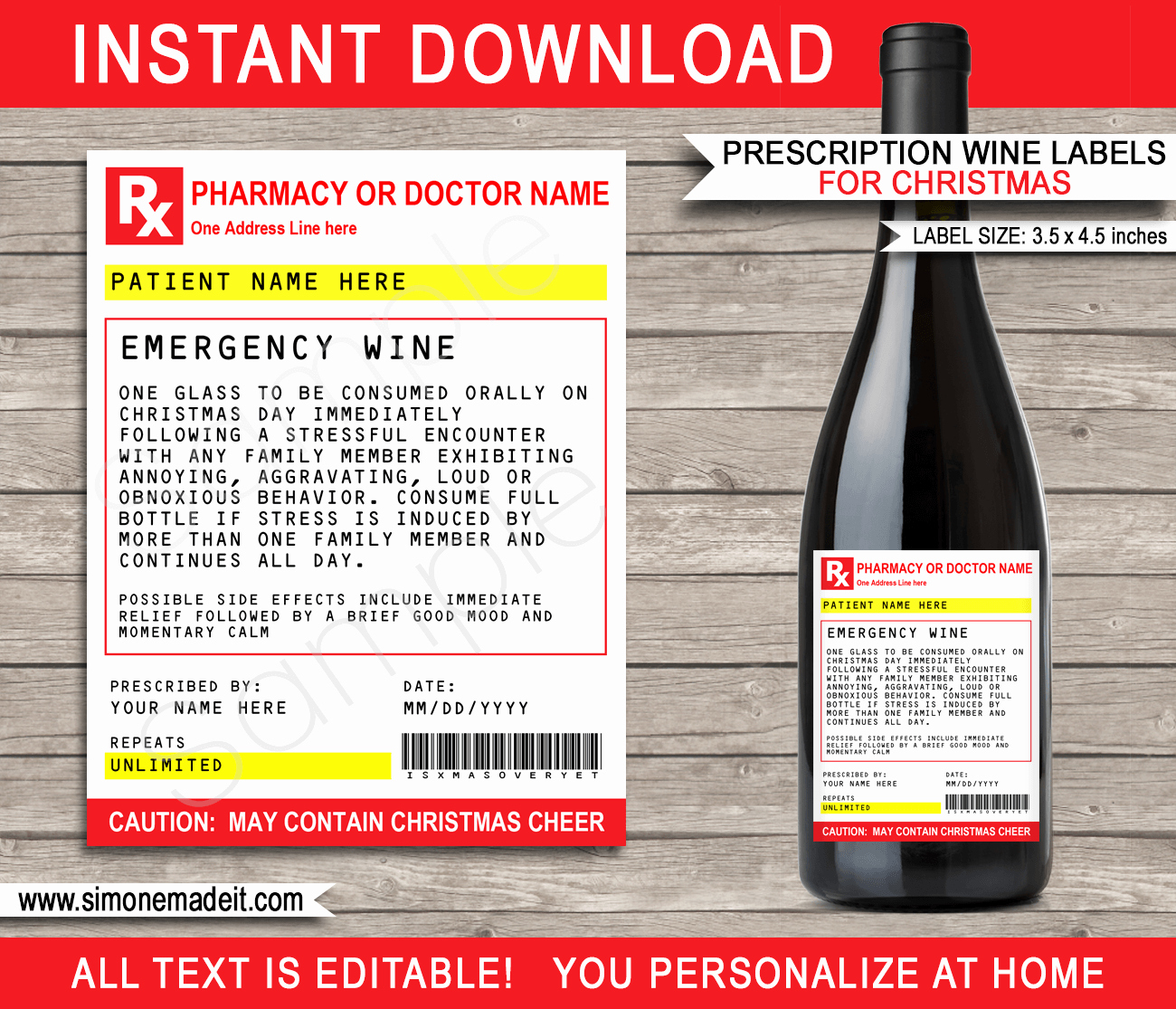 Pill Bottle Label Template Lovely Christmas Prescription Wine Bottle Labels Template Secret