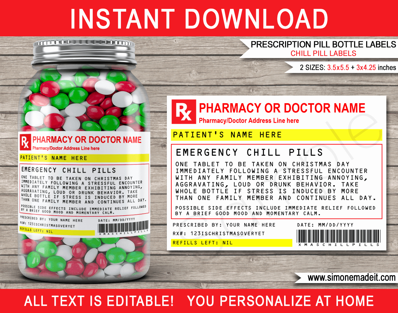 Pill Bottle Label Template Luxury Christmas Chill Pills Label Template Prescription