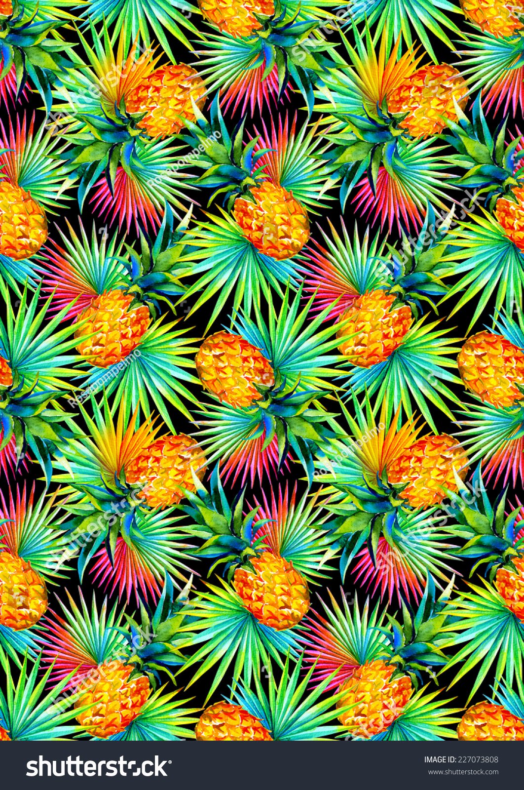 Pineapple Leaf Template Best Of Seamless Pineapple Palm Leaves Pattern Dark Stock