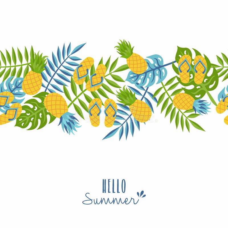 Pineapple Leaf Template Luxury Hello Summer Tropical Pineapple Pattern Design Stock