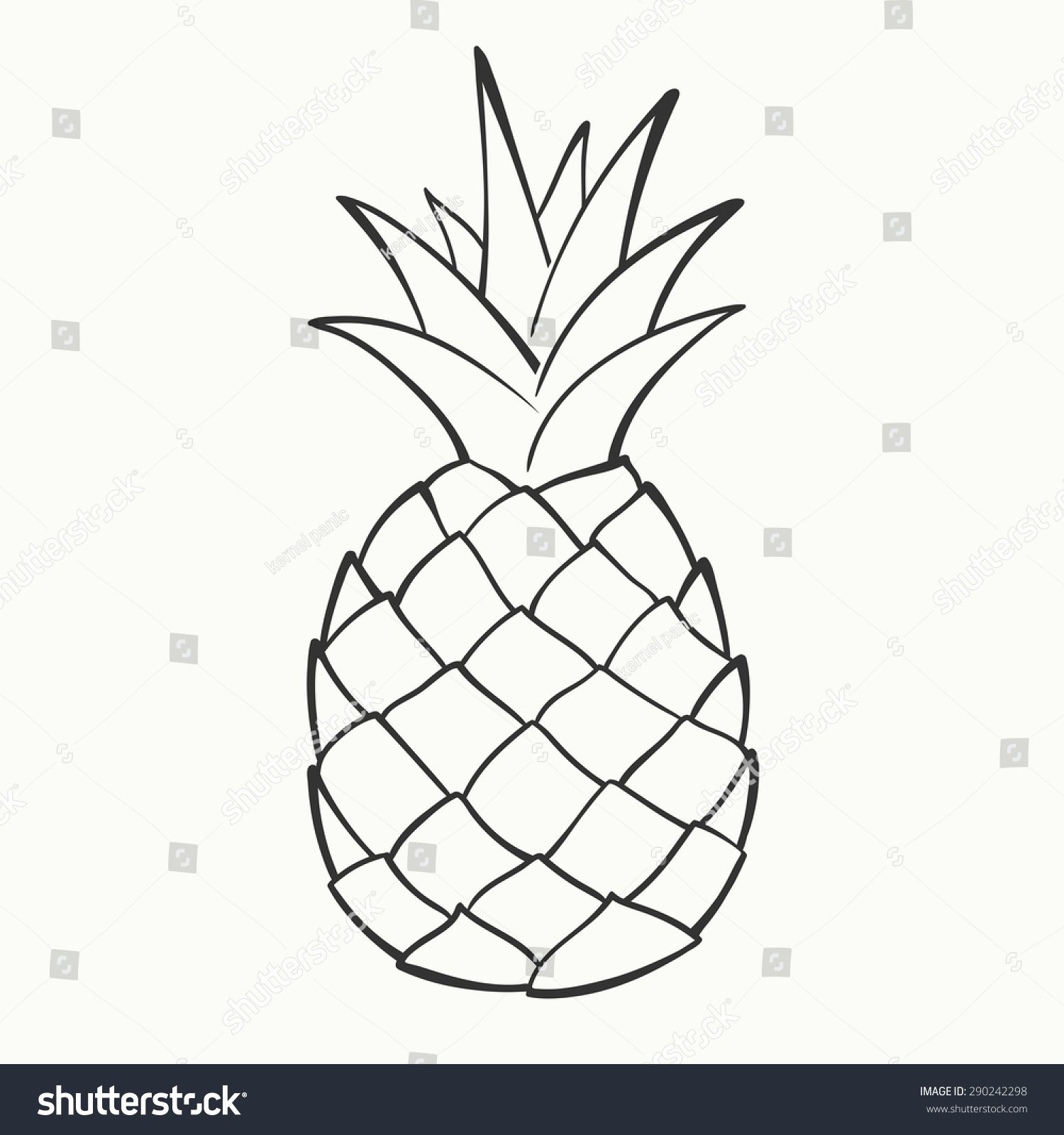 Pineapple Leaf Template New Outline Black White Image Pineapple Vector Stock Vector