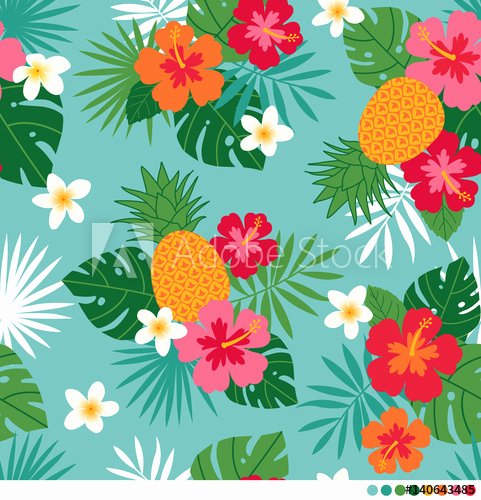 Pineapple Leaves Template Best Of Pineapple Hibiscus Frangipani and Leaf Seamless Pattern