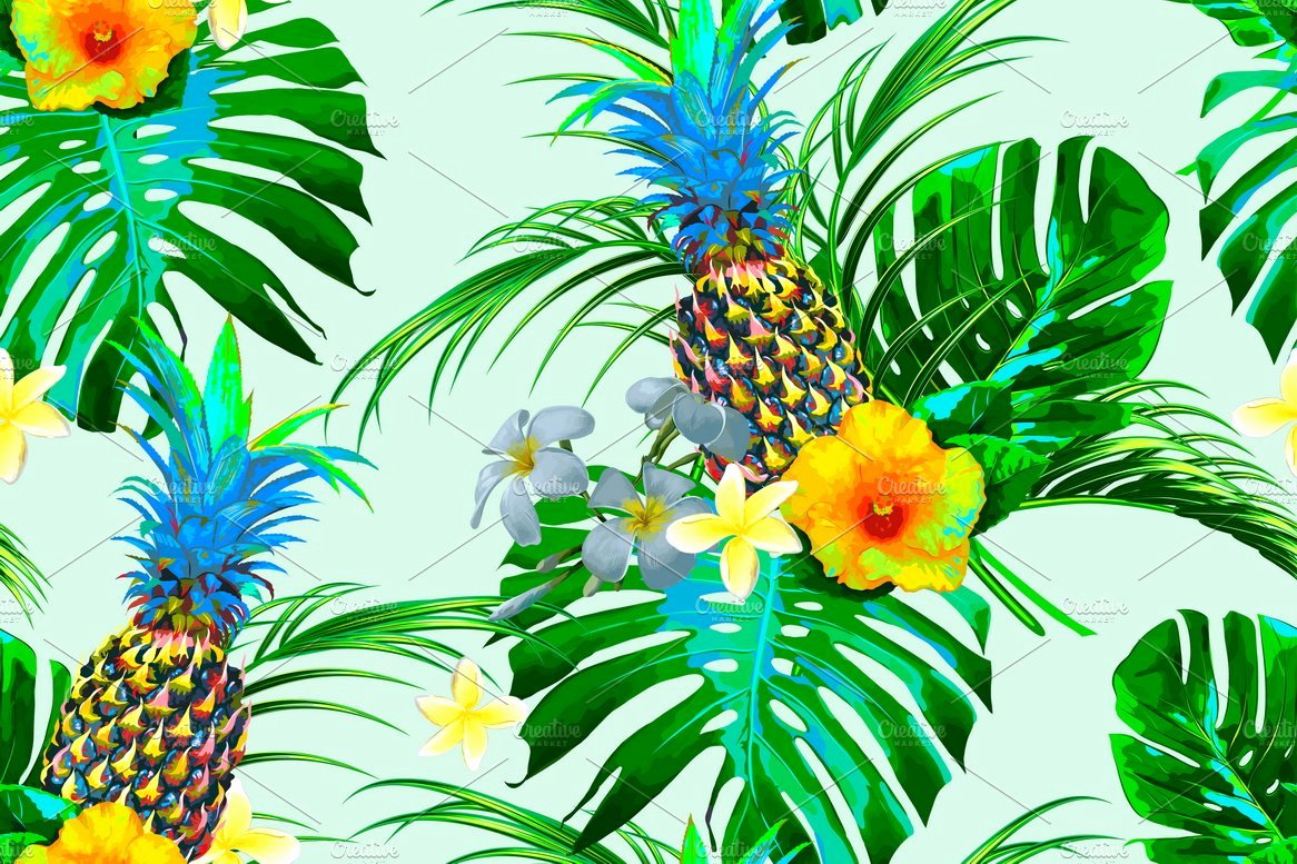 Pineapple Leaves Template Elegant Pineapples Tropical Leaves Pattern Graphic Patterns