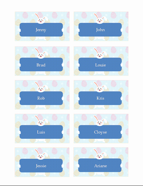 Place Card Template 6 Per Sheet Awesome Easter Party Menu