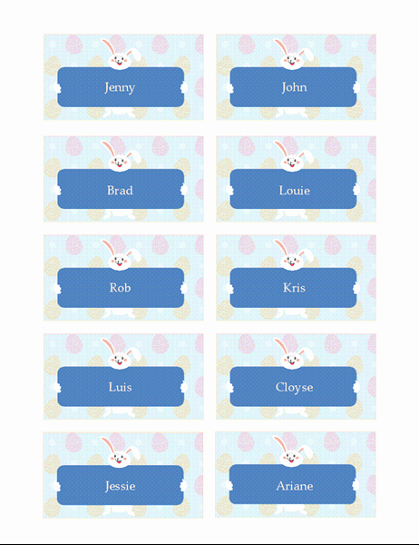Place Card Template 6 Per Sheet Awesome Easter Party Menu