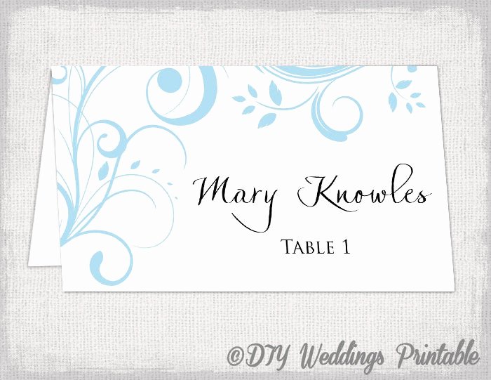 Place Card Template 6 Per Sheet Lovely Printable Place Card Template Capri Blue Scroll
