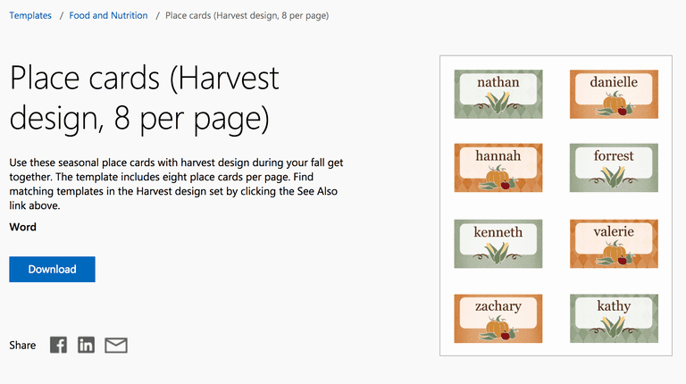Place Card Template 6 Per Sheet Luxury Free Autumn theme Templates for Microsoft Fice