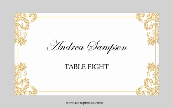 Place Card Template 6 Per Sheet Unique Wedding Place Cards Flat Template Elegant Gold Damask