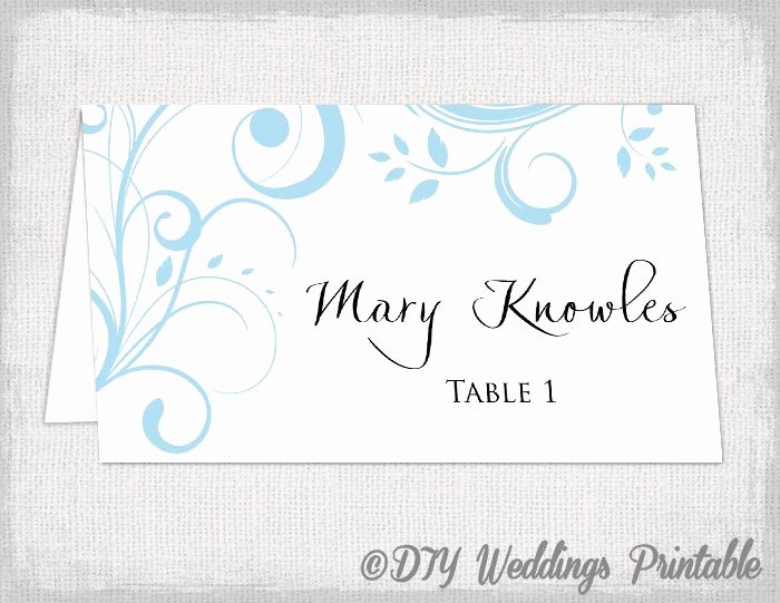 Place Cards Template 6 Per Sheet Beautiful Printable Place Card Template Capri Blue Scroll