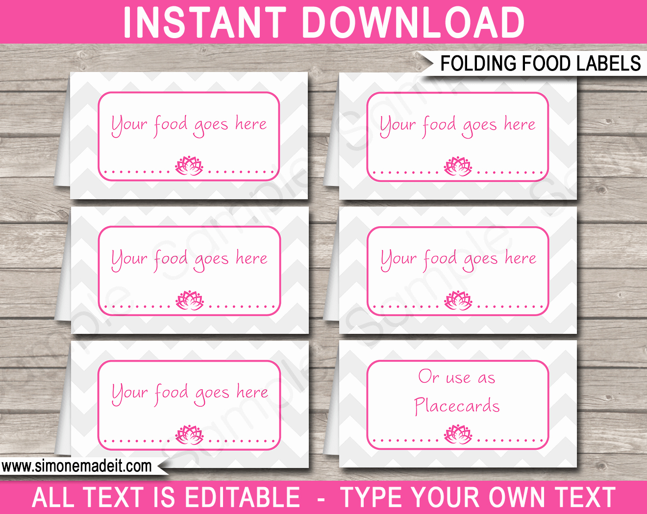 Place Cards Template 6 Per Sheet Lovely Yoga theme Food Labels Template Place Cards