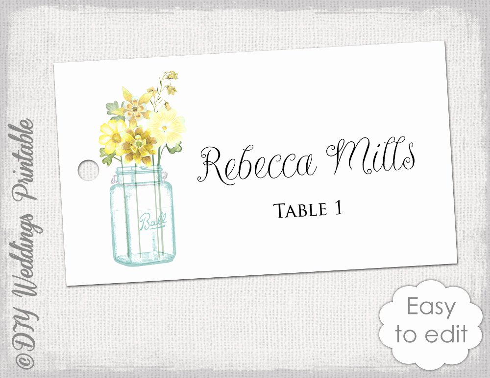 Place Cards Template 6 Per Sheet New Place Card Template Printable Wedding Name Cards Mason