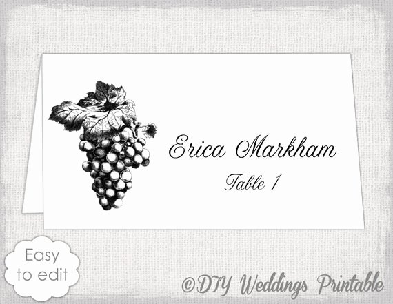 Place Cards Templates 6 Per Sheet Awesome Place Card Template Grapes Name Card Templates