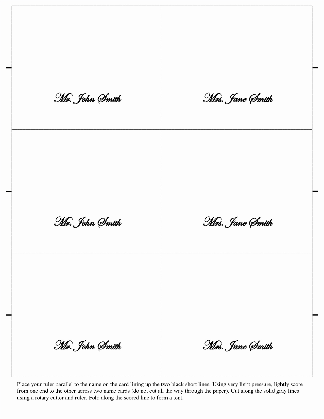 Place Cards Templates 6 Per Sheet Best Of 5 Placecard Template