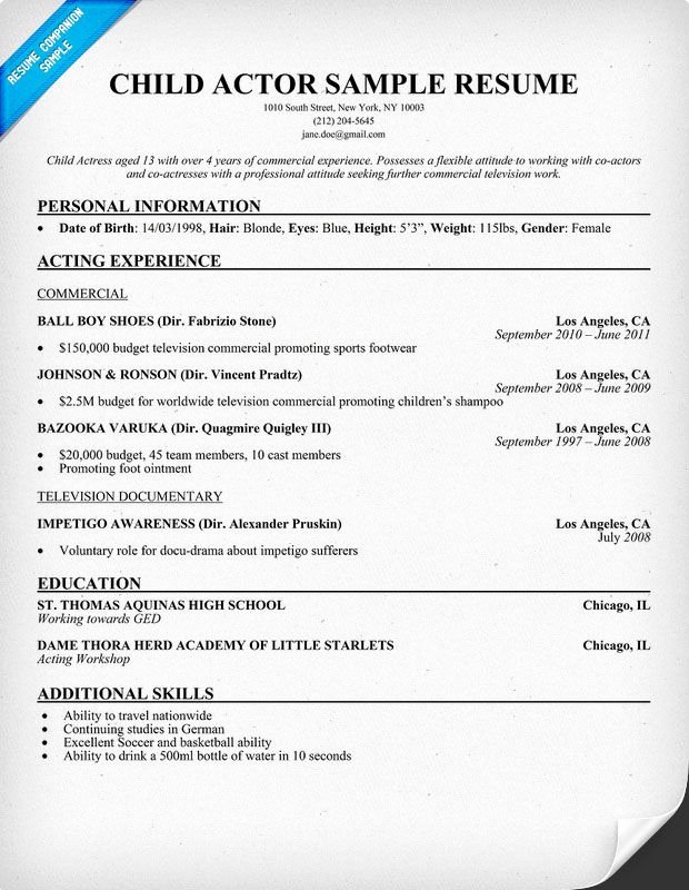 Playbill Bio Template Beautiful Child Actor Resume format 620×800