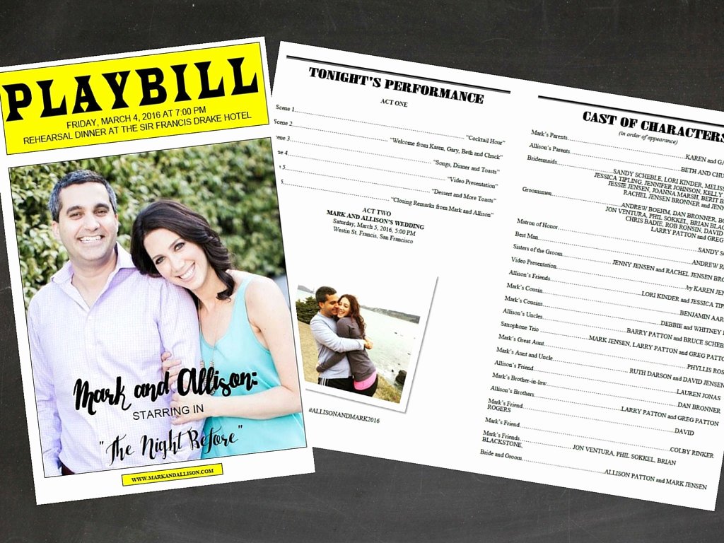 Playbill Template Word Luxury Playbill Broadway Template for Rehearsal Dinner by