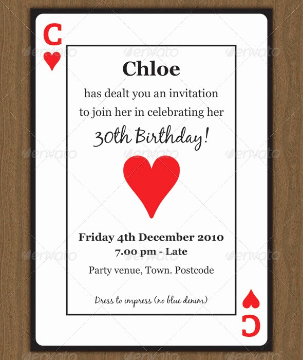 Playing Card Template Word Unique Playing Card Invitation by Chloeb