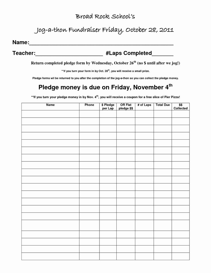 Pledge Card Template Word Best Of Parent Jogathon Sign Up Sheet Template Google Search