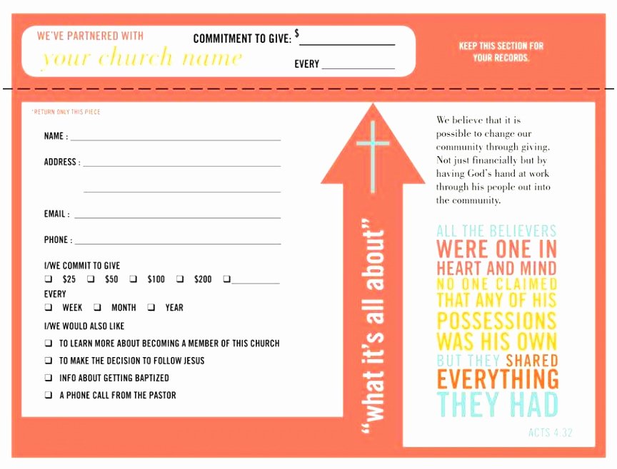 Pledge Card Template Word Fresh 5 Church Pledge Card Template Roeca