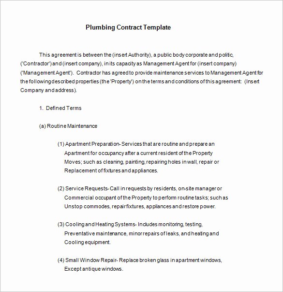 Plumbers Report Template Beautiful 10 Plumbing Contract Templates &amp; Samples Doc Pdf