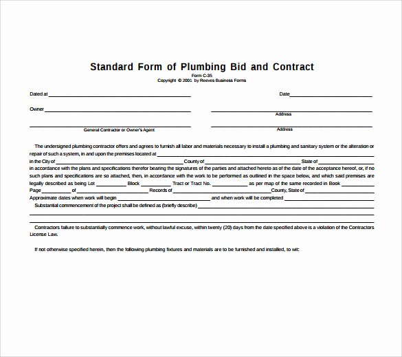 Plumbing Estimate Template Best Of 12 Plumbing Contract Templates to Download for Free