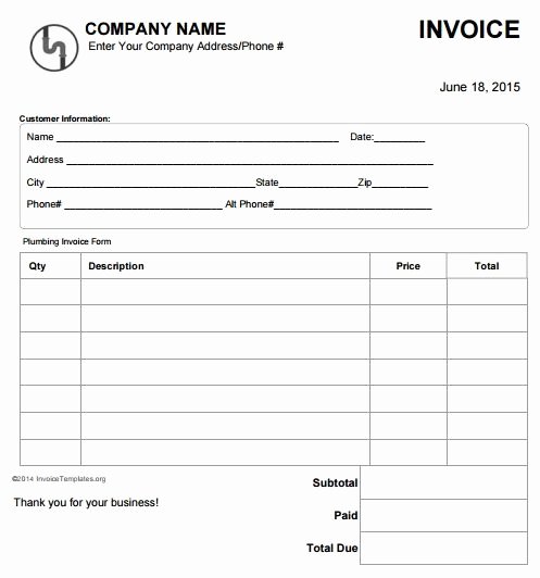 Plumbing Estimate Template Best Of Plumbing Invoice Template Free 4