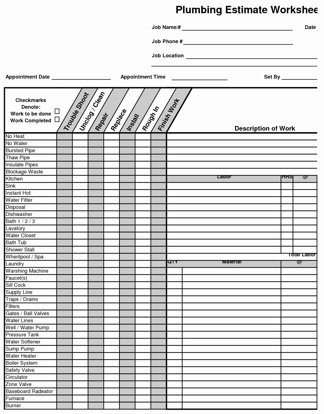 Plumbing Estimate Template Elegant 20 Construction Estimate Worksheet – Diocesisdemonteria