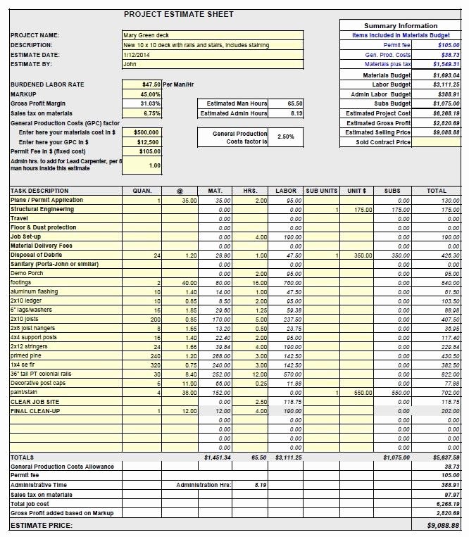 Plumbing Estimate Template Unique Yellow Pad Estimating for Contractors the Good and the