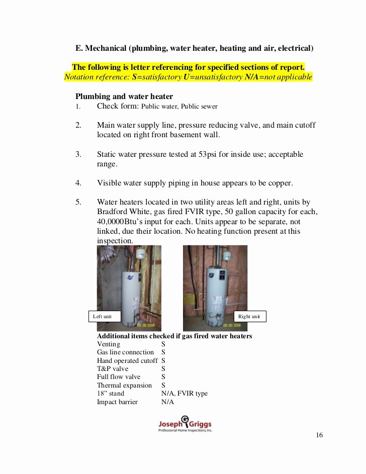 Plumbing Inspection Report Template Lovely atlanta Sample Home Inspection Report