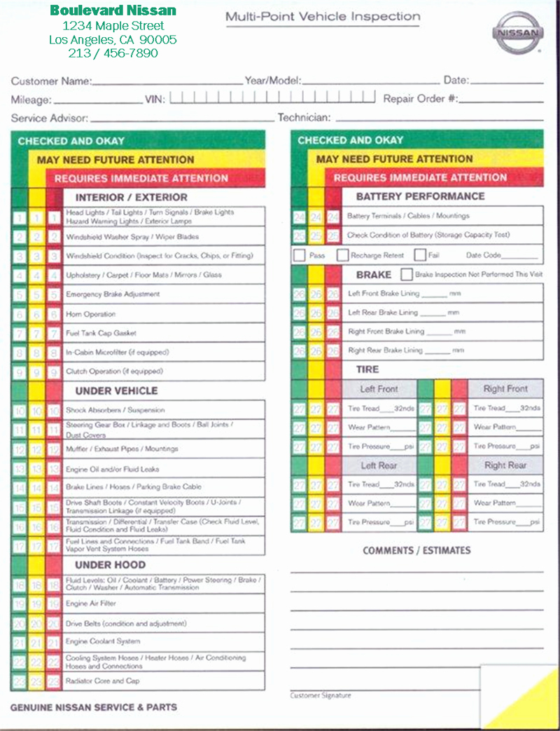 Plumbing Inspection Report Template Lovely Vehicle Inspection Sheet Template