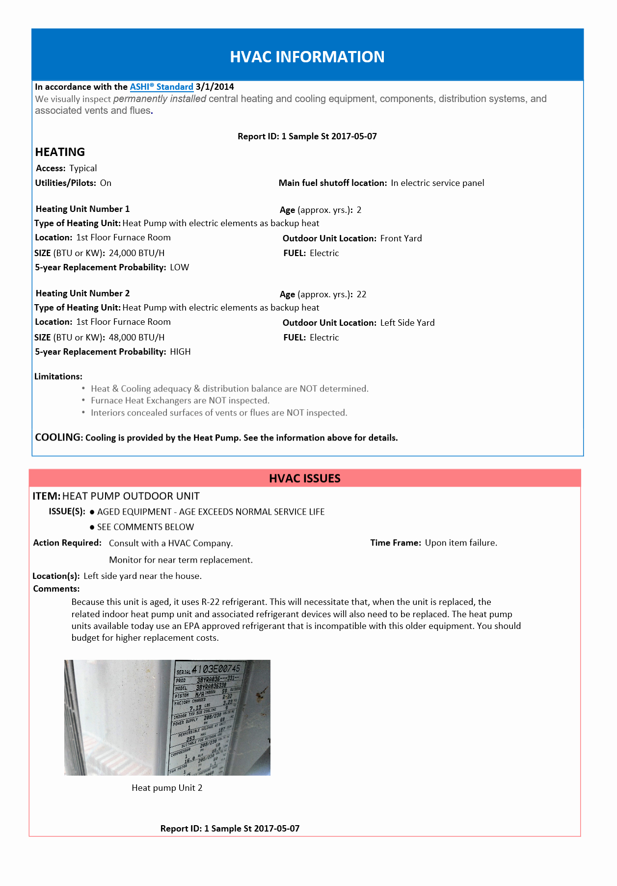 Plumbing Inspection Report Template Luxury Home Inspection Report – Hvac Page